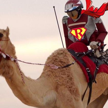 A Robot Jockey into &camels, no discrimination here. My svelte frame is man-made. Watch me ride across the #MiddleEast. No joke or Sci-Fi,I'm the real deal!