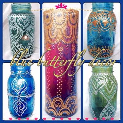 Creating beautiful and one of a kind glass décor using mainly repurposed materials, such as jars, bottles- pretty much anything glass that I can glaze and paint