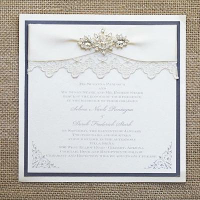 Simple to Lavish we have invitations for all budgets and tastes. Specializing in Pocket, Boxed, Lace and Custom invitations. Located in Coronado, CA.