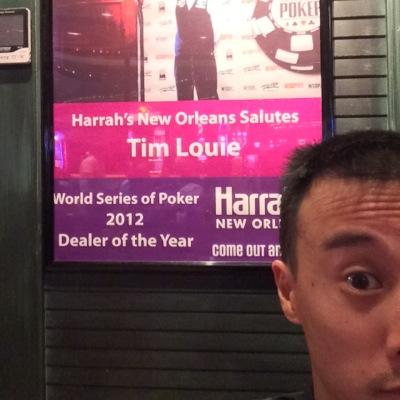 2012 World Series of Poker Dealer of the Year, WHO DAT 4 LIFE,  Dorky, Goofy, a Little geeky, FANATIC Coca-Cola Drinker, and a over-all nice guy.