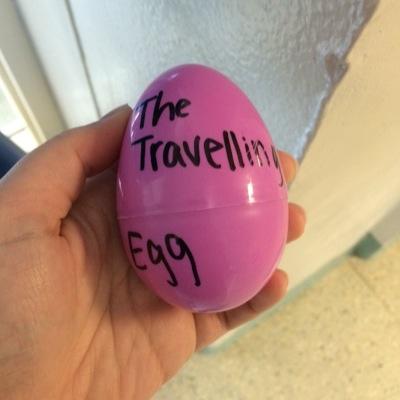 The Traveling Egg of St. Mary's High School. Find it, hide it, and tweet us