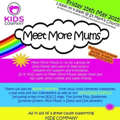 We organise local events for mums to meet more mums, find out what's on in their area & catch up over coffee and cake! MeetMoreMums@hotmail.com