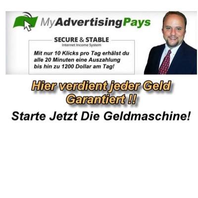 Verdiene 72 Mal täglich Geld mit MyAdvertisingPays365.de !! Jeder kann wirklich jetzt im Internet Geld verdienen! Jetzt registrieren: myadvertisingpays365.de