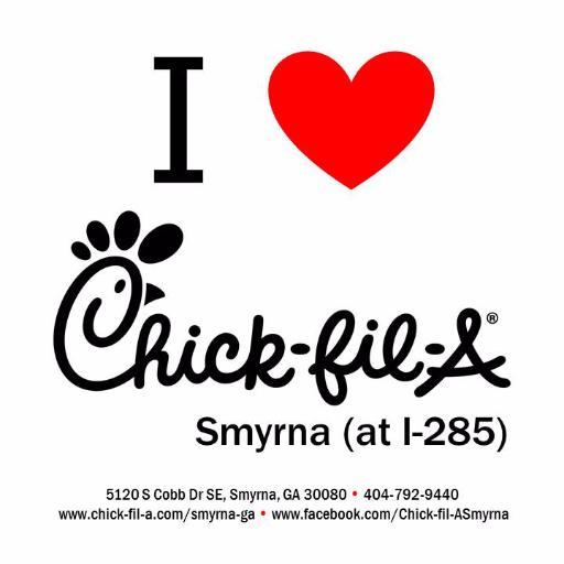 Chick-fil-A Smyrna is located on South Cobb Drive next to I-285 and Highlands Parkway. We are open 6AM-10PM (breakfast until 10:30AM).