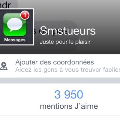 Smstueurss's profile picture. Hey,avec ses 3900 abonnés sur Facebook,smstueurs vient sur Twitter ! L'art de clasher en un sms,participez pour la premiere fois à des soirees clash !