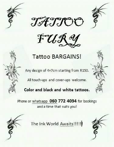 Mobile Tattooist perfect quality tatz @ low prises (black R100 4by7cm) (shaded R150 4by7cm) (full colour R250 4by7cm or 3D) (touchups R50)