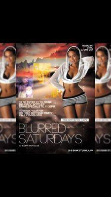 BLURRED SATURDAY 18 TO ENTER 21 TO DRINK! EVERYONE IS FREE B4 10:30PM!
TO BOOK A FREE BIRTHDAY OR VIP PARTY PLEASE CALL (215) 922-3020