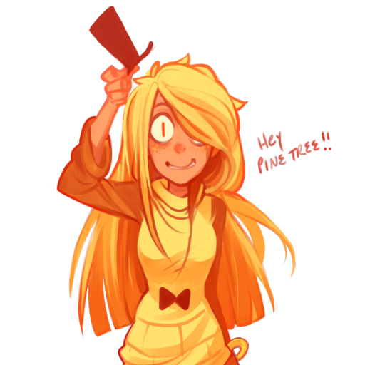 Bill Cipher's unusually human daughter... | I absolutely do not kill people for my dad... | 17 years old | Let's make a deal. | Ah shit, I have a crush...