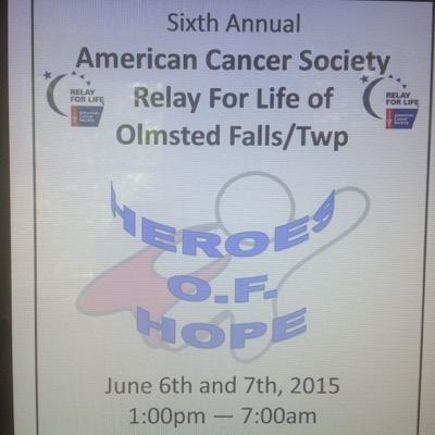 OFRelay2015's profile picture. OF Relay For Life 2015 is June 6-7  1:00pm-7:00am. Come visit us!!!!!  Our theme is Heroes O.F. Hope