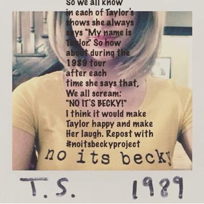 City by city at each stop the momemtum will grow. RT to everyone you know going to the #1989WorldTour #noitsbeckyproject credit for idea goes to instagram user