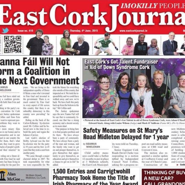 East Cork's Only Dedicated Weekly Newspaper.
Out Every Thursday. Promoting and Supporting East Cork.
info@eastcorkjournal.ie