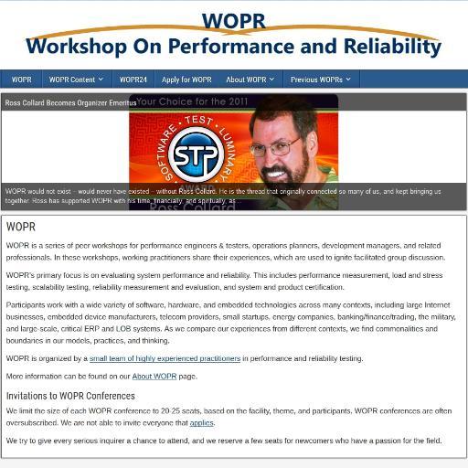 WOPR_Workshop's profile picture. Twitter account for WOPR, the Workshop on Performance and Reliability (http://t.co/T4hn37l1)