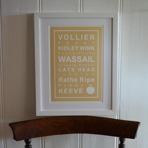 Celebrating fab old dialect words on contemporary homewares & prints. Let's Frawzey!