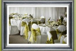 Transform your room into an elegant, fortunate event with Chairendipity's chair covers... affordable & installed.