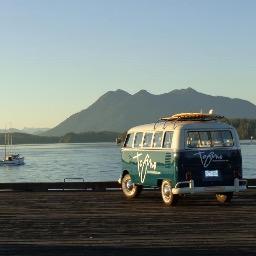 I'm an (ahem) vintage '66 VW Microbus Deluxe - and Tourism Tofino's mobile visitor centre in summer. Find me here - and by the District of Tofino lot from 11-4.