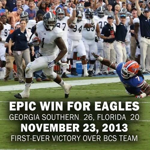 GEORGIA SOUTHERN EAGLES BEAT FLORIDA GATORS 26-20. The Eagles went down to The Swamp and Drained it! HAIL SOUTHERN!! ONE MORE TIME!!