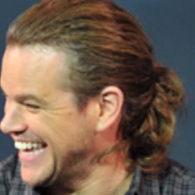 I live inside my own heart, Matt Damon. Matt Damon's Ponytail. Pony Power. Hair's going up on a Tuesday. #longhairdontcare