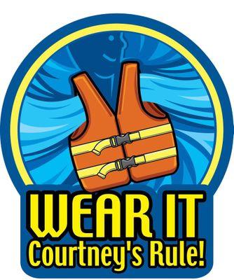 Courtney's Rule StaySafer to Live
 Put a lifejacket on and don't let anyone remove it untill you are on Land 
all AGES all LIVES 
Courtney Mae  1996-2011