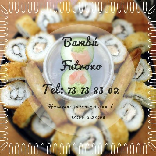 Somos Bambú Futrono. Nuestra especialidad: Sushi. También hacemos sándwiches, ensaladas, arrolladitos, empanaditas chinas, jugos naturales y batidos.