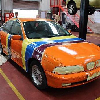 This is Bubbles, sometime faithful car Powerng team @EMRmcob in @MCoBrally fundraising @MDUK_News @FTSwarrington Tired, thirsty, aching, irritated by drivers