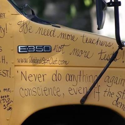 The Opt Out Bus is a protest bus designed by students, parents, & teachers as a revolt against corporate high stakes testing. See http://t.co/70NvbW35Q5.