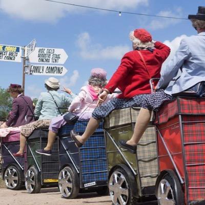 We are the world's first and only shopping trolley dance display team. We perform in the streets and festivals of UK and Europe and have far too much fun !