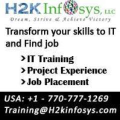 H2k infosys offering Online Training and Placement for all IT courses like QA, QTP, Software Testing, BA, Java, J2EE, .Net.