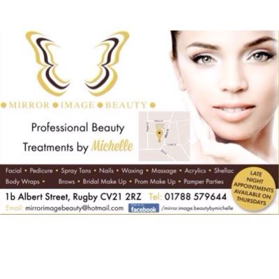 Mirror image beauty are a rugby based salon who offer professional treatments. Specialising in high defined eyebrows and acrylic nails! 01788 579644.