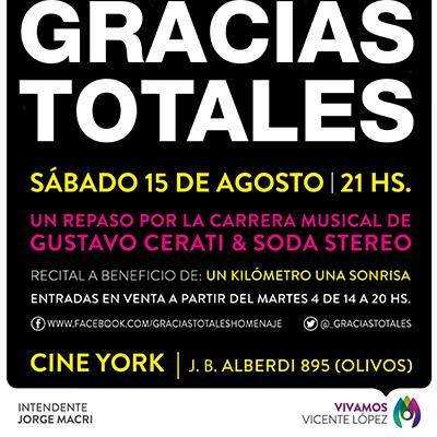 Gracias Totales es un espectáculo para repasar y disfrutar en vivo los mejores momentos de la carrera musical de Gustavo Cerati y Soda Stereo. Seguinos!