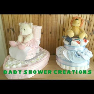 Dedicated to creating nappy cakes from newborn + & organising baby showers from start to finish. Enquiries info@babyshowercreations.co.uk