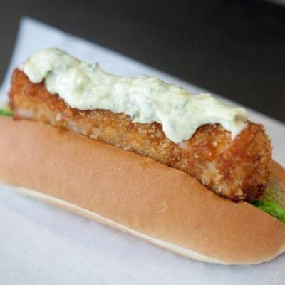 Is this the rolls royce of fish finger sandwiches? mushy peas..tartare sauce, simple!