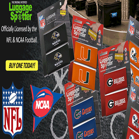 LuggageSpotter's profile picture. Luggage Spotter is a removable wrap handle cover that attaches to bag handles & helps identify look-a-like bags quickly. #NFL #MLB #NCAA #NHL #NBA Use TWITTER10