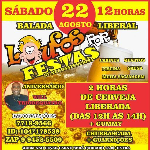 SIMBORA GALERA PRO BAR, BEBER, CAIR E LEVANTAR É DIA 22/08 A PARTIR DAS 12 HS (2 HORAS DE BEBIDA LIBERADA) VEM QUE VAI FICAR GOSTOSINHO