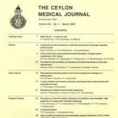 Ceylon Medical Journal (CMJ) is a peer-reviewed, open access journal published quarterly by @SLMAonline. Indexed in PUBMED/MEDLINE, BIOSIS, SCOPUS & many more.