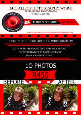 Marius Schmidt 
Professional photographer and photo editor

tel: 0608969301
skype: metallicphoto
email: enquiries@metallicphotographyworx.co.za