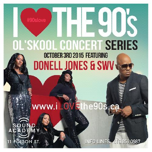 Bringing you DONELL JONES & SWV live in Toronto on October 3, 2015 @ Sound Academy, Toronto || #90sLove || IG: @UrbanAndInteractive
