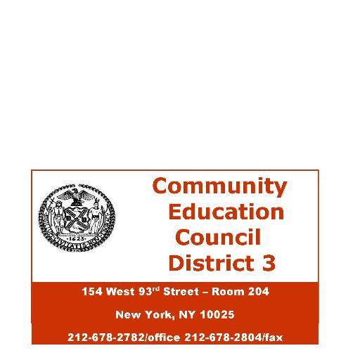 The District 3 Community Education Council (CEC3) is an elected parent council representing Pre-K-8 students &  families in CSD3 in NYC. RTs ≠ endorsements