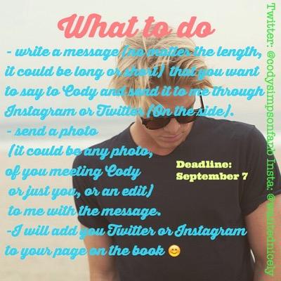 meeting Cody in September. I'm making him a book that includes simpsonizers! DM me on here or on Instagram which is @wantednicely Read my picture *CLOSED*