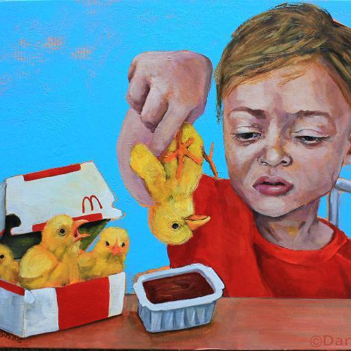 Washington DC artist, Dana Ellyn, creatively poses the question: Why do we love some animals and eat others?