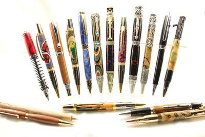 Individually handcrafted fountain pens, ballpoints & rollerballs, custom bottle stoppers, seam rippers, jewelry items.