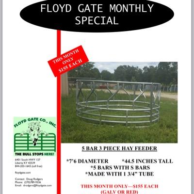 FloydGate's profile picture. Leading manufacturer in Livestock Handling Equipment since 1977. Farm gates, corral panels, hay feeders, bunk feeders, creep feeders, dog kennels,
