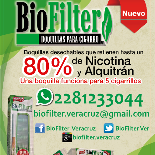 Boquillas desechables que retienen hasta un 80% de NICOTINA y ALQUITRAN.
Una boquilla funciona para 5 cigarros.