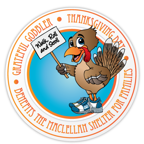 The Grateful Gobbler 5K is an annual event on Thanksgiving morning @ 8AM benefiting the Maclellan Shelter for Families.