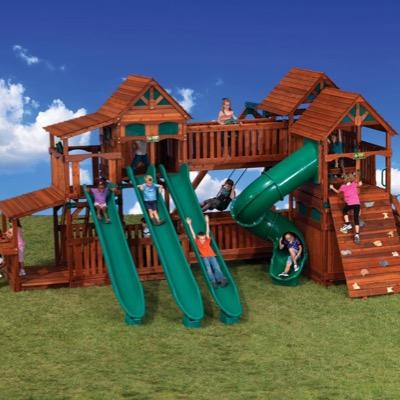 Playground equipment, trampolines and basketball goals for home use, including professional installation.
