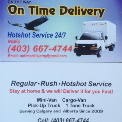 Ontimedeliverry's profile picture. On the way on time delivery, we take a load of your mind so call us @ (403) 667-4744 You won't regret it