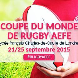 Coupe du monde de rugby Benjamin 
@aefeinfo organisée par le lycée français Charles de Gaulle (Londres). 168 élèves des lycées français de l'étranger de 8 pays.