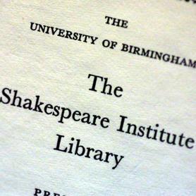 Research library of @ShakesInstitute University of Birmingham @UoBLibServices @unibirmingham