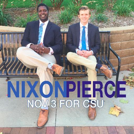 The Official Twitter Page for the Nixon Pierce CSU Campaign! Follow for updates and a chance to win some cool prizes! #2Terms