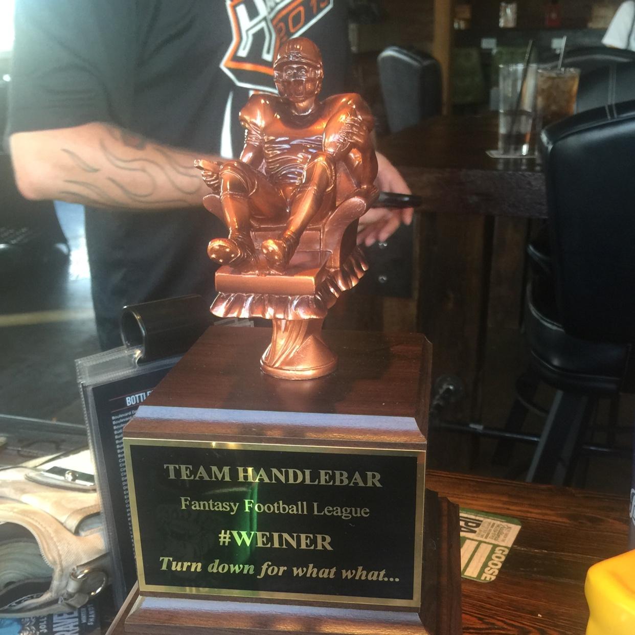 LazyboyLarry515's profile picture. I'm the ultimate Fantasy Football trophy. Everyone wants to get their hands on me. #teamhandlebar