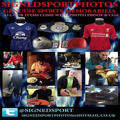SIGNEDSPORTPHOTOS 
AUTHENTIC SPORTS MEMORABILIA Signedsportphotos@hotmail.co.uk